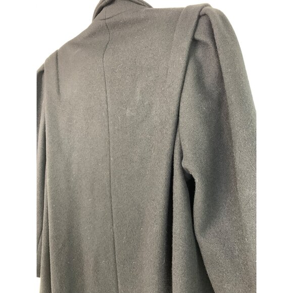 Michelle Francois Black Wool Long Trench Coat Size Large - Picture 11 of 15